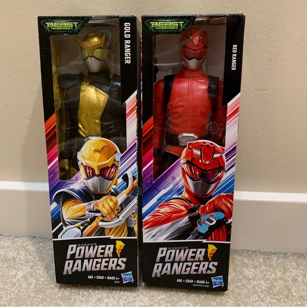 Saban's Power Rangers Beast Morphers Lot 2 Action Figures 11.5" Red Gold Ranger
